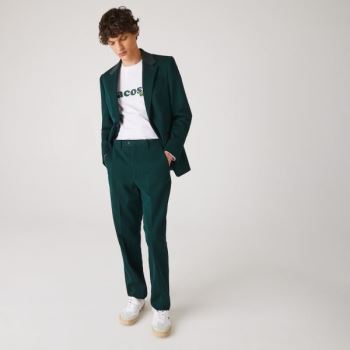 Lacoste Lacoste LIVE Standard Fit Cotton Canvas Suit Pants - Kalhoty Pánské Zelene | CZ-qiReKN